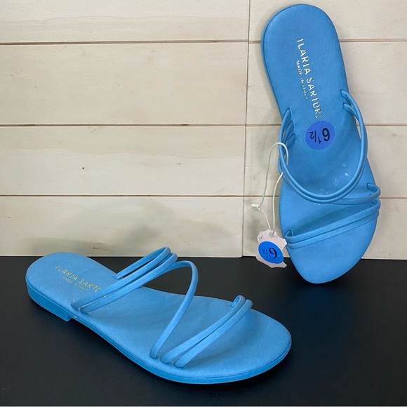 Ilaria Sartori Sandals Blue Women's Size 6.5 Shoes Slip-Ons Faux Leather - Picture 9 of 9